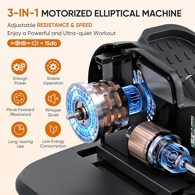 Dripex Under Desk Elliptical Machine, 3-in-1 Electric Leg Exerciser As Seen On TV, 16 Adjustable Speed & Resistance, Seated Pedal Exerciser for Seniors with Remote, Fully Assembled