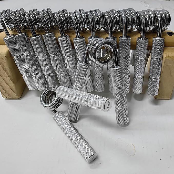 Silver Metal Hand Grip Set, 50LB-400LB No Slip Heavy-Duty Grip Strengthener Great Wrist & Forearm Hand Exerciser, Home Gym, Hand Gripper Grip Strength Trainer