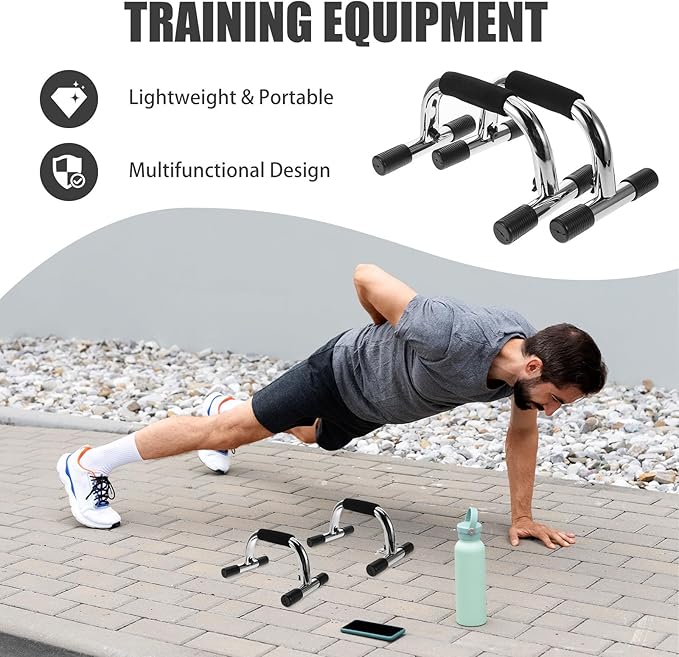 Veemoon 2pcs Push up Bars Steel Frame Pushup Stands with Non-slip Handles for Home Fitness Strength Training Arm Workout Equipment