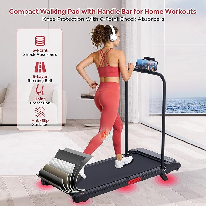 MCRG Walking Pad Treadmill with Incline, 2026 Upgrade Portable Walking pad Treadmill with Handle Bar, 0.6-7.6MPH Small Treadmills Walking Pad for Home Small, 3.5HP, 350LBS