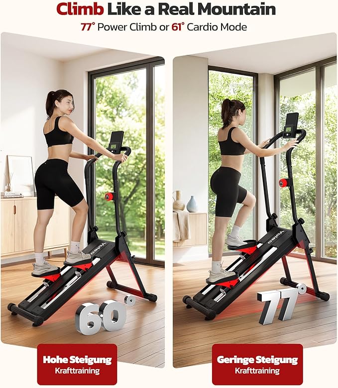 YOLEO Magnetic Stair Steppers for Exercise at Home, 16-Level Adjustable Resistance Up to 130LB, Folding Cardio Stairmaster with 28''Extended Stride&Low Noise,Stair Climber with HR Sensor for Full Body