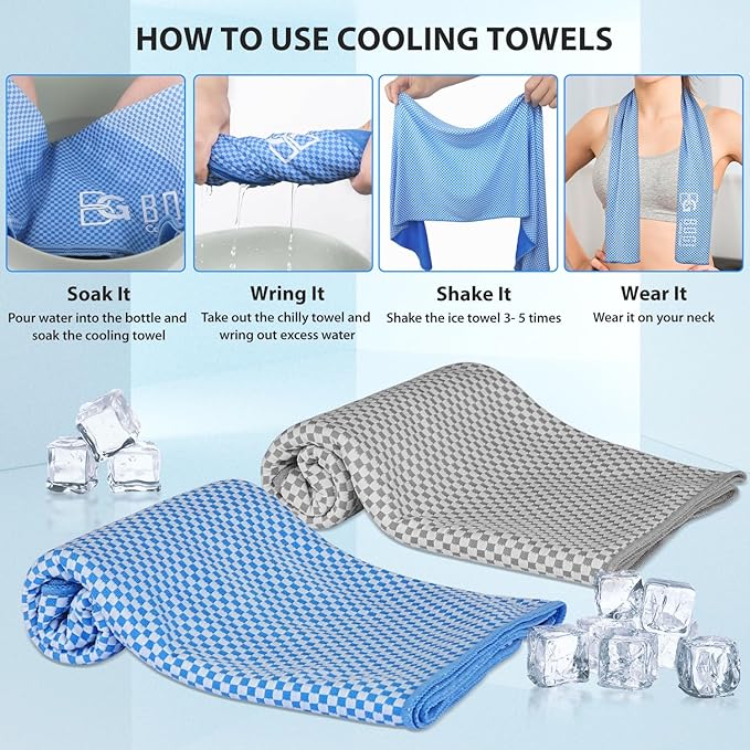 BOGI Cooling Towels for Neck and Face, Soft Breathable Cool Towel for Instant Cooling Stay Cool for Yoga, Sport, Gym, Camping, Running & More Activities