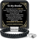 LUXEJEW Gifts for Men - Beaded Leather Bracelet 6mm Matte Agate Stone Bracelets for Men Dad Son Husband Boyfriend Grandpa Grandson Brother Uncle Nephew Adjustable Magnetic Clasp