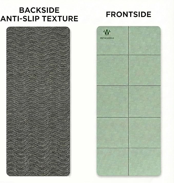 Foldable Yoga Mat 10 mm Thick Extra Wide 72"x28", Non Slip Travel Exercise Pad, TPE Compact Folding Pilates Floor Cushion for Home Gym & Nap, Mint Green