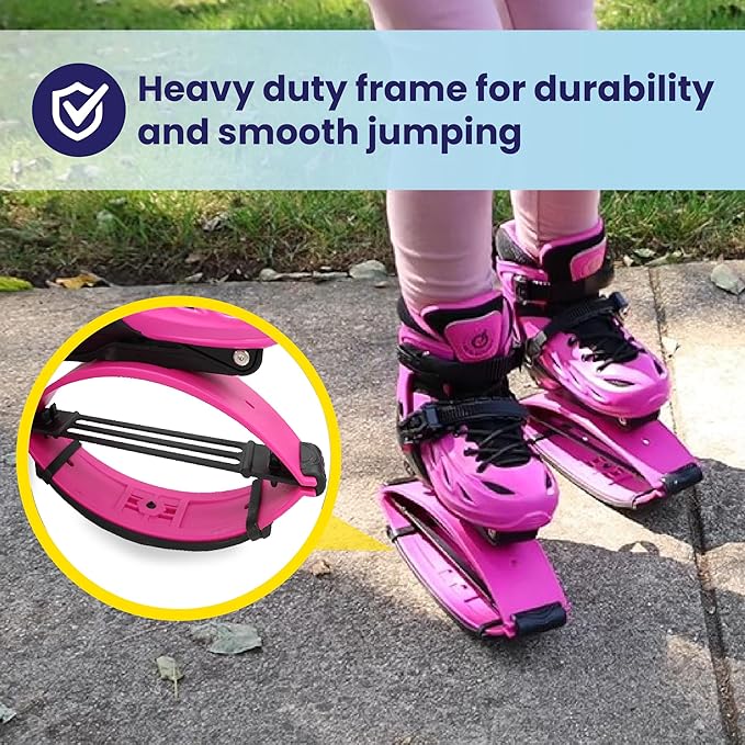New Bounce Jumping Shoes for Kids - Premium Moon Boots - Durable Kangaroo Jumpers - Strong, Safe and Adjustable Fit, Perfect for Exercise and Fun - New & Improved Edition (Medium, Pink)