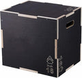 Plyometric Jump Box 3-in-1, 20/18/16 Inch Wooden Plyo Box for Fitness, Agility Training, Step Up Platform - Home Gym Equipment, Black