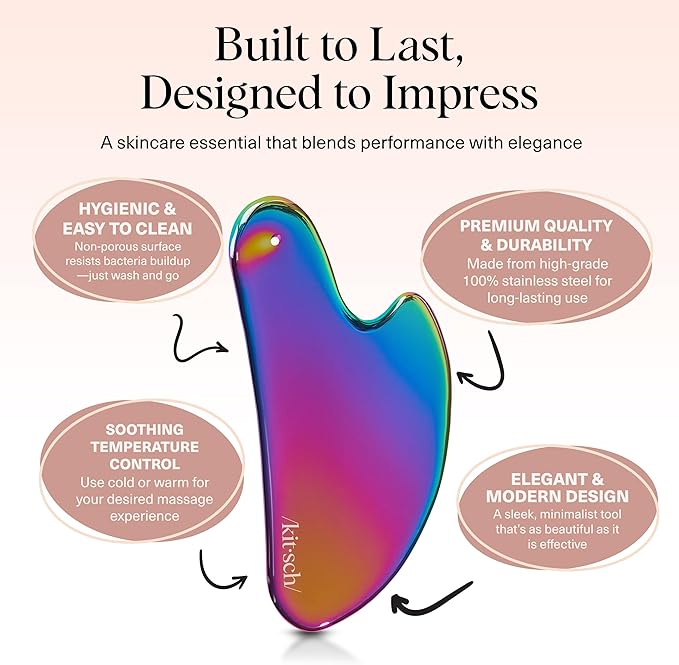 Kitsch Stainless Steel Gua Sha Facial Tools - Guasha Tool for Face, Face Sculpting Tool, Jawline Shaper, Double Chin Reducer Gua Sha Tools, Lymphatic Drainage Massager, Facial Skin Care, Iridescent