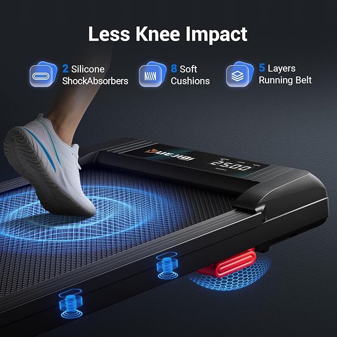 Walking Pad Under Desk Treadmill with Incline for Home Office, 2.5HP Portable Walking Pad Treadmill with 280 Lbs Weight Capacity, Remote Control, LED Display