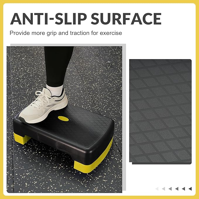 Fitvids 18" Aerobic Step Platform, Workout Stepper with Adjustable 2 Stackable Risers 3" 5.5" for Home Gym Small Space, Exercise Step, Multiple Option