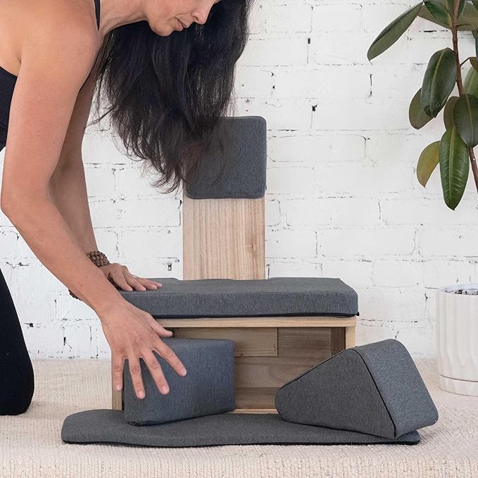 Ungloo Meditation Box Chair with Back Support | Posture Seat with Padded Leg Wedges, Foot Pad and Supportive Backrest | Portable Lightweight Meditation Floor Chair