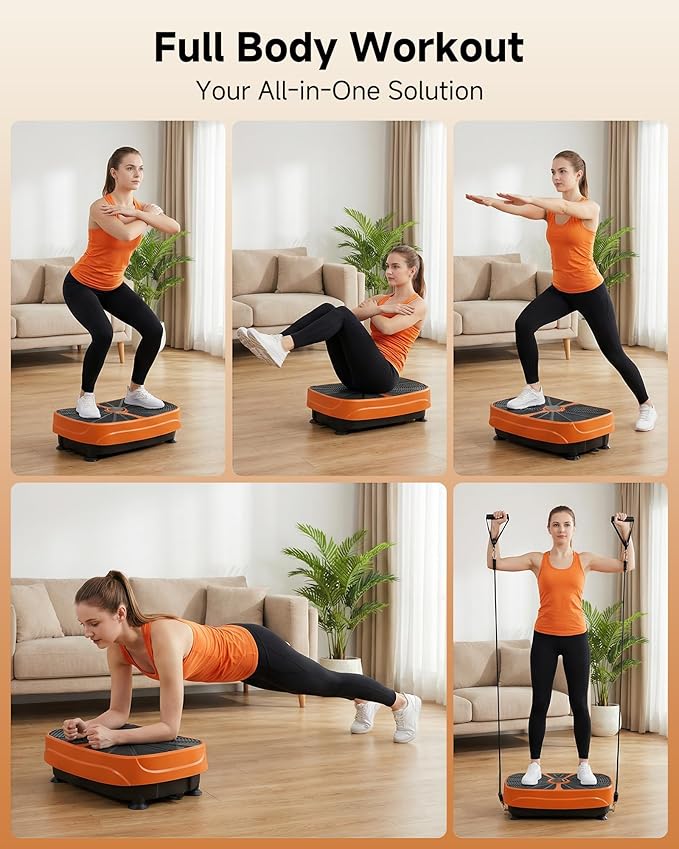 GORISE Vibration Plate Exercise Machine for Lymphatic Drainage & Weight Loss - Full Body Workout Fitness Platform with Remote, Vibrating Plate Home Gym Equipment for Muscle Relief, Orange
