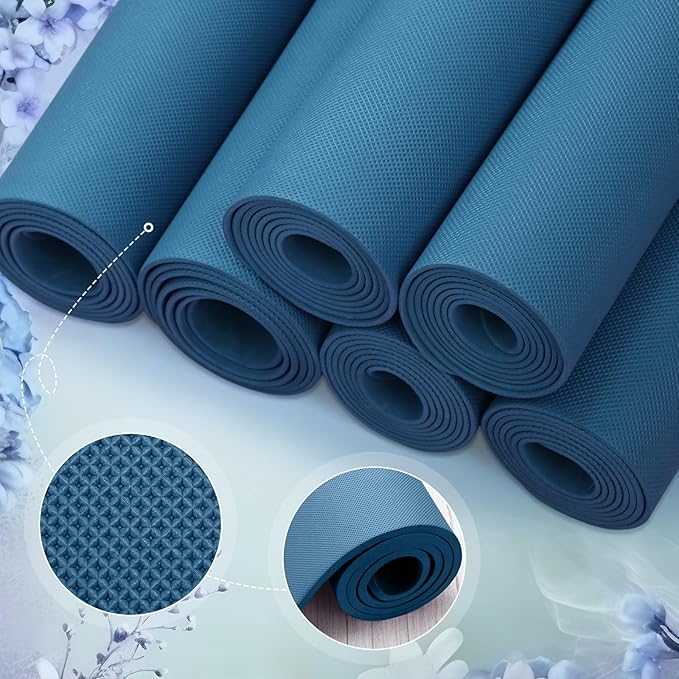Timgle 12 Pack Yoga Mat Bulk, 4mm Thick Extra Long Sports Mat Anti Slip Tear Resistant Yoga Exercise Set for Fitness Stretching Home Workout Gym and Studio