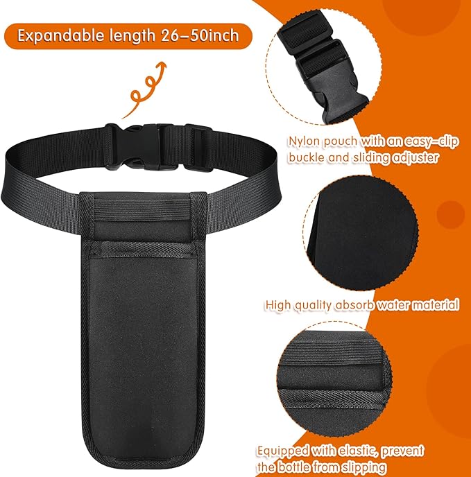 Eaasty 3 Sets Massage Bottle Holster Adjustable Single Holster and 8 oz Plastic Pump Dispenser Bottles for Lotion Massage Oil, Black