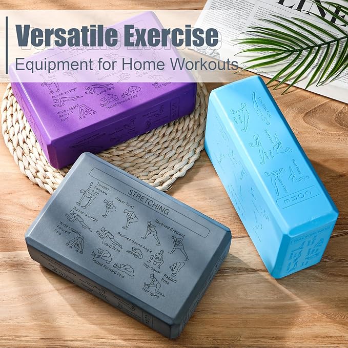 Cork Yoga Blocks 2 Pack Yoga Poses Teaching Cork Blocks, Suitable Poses for Beginners and Experts High Density Block with Non Slip Surface for Better Support, Balance Comfort