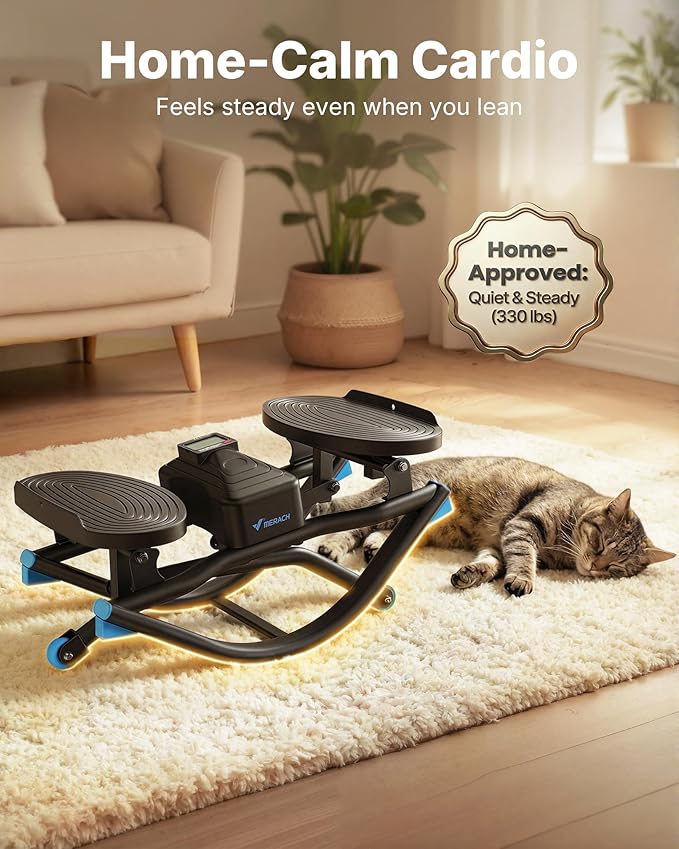 Merach Rocking Steppers for Exercise at Home,3D Motion Stair Stepper with Resistance Bands for Full Body Workout& Low-Impact Balance Board, 330 LBS Loading Capacity Exercise Equipment