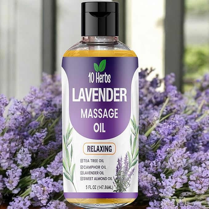 10 Herbs Lavender Sensual Massage Oil for Couples, Date Night, Relaxing.
