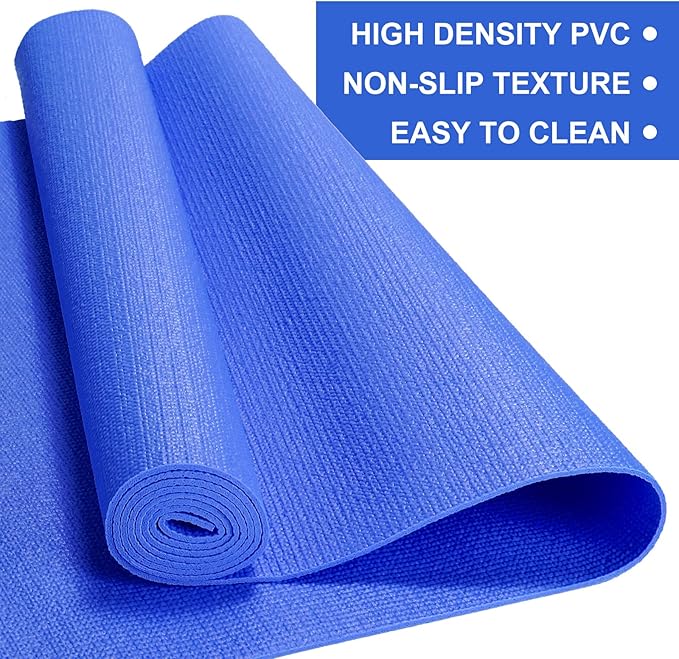 24 Pack 3 mm Thick Yoga Mat Bulk, Non Slip Exercise Workout Fitness Pad for Women Men, Gym Home Yoga Pilates, Easy to Clean, Sturdy PVC