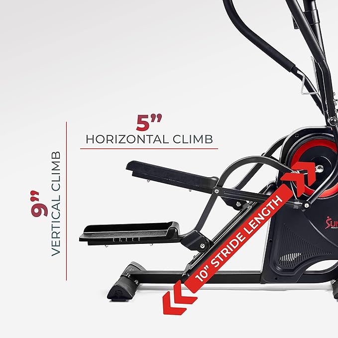 Sunny Health & Fitness Cardio Climber Stepping Elliptical Exercise Machine for Home with 8 Levels of Magnetic Resistance, Performance Monitor, Full Body Workout