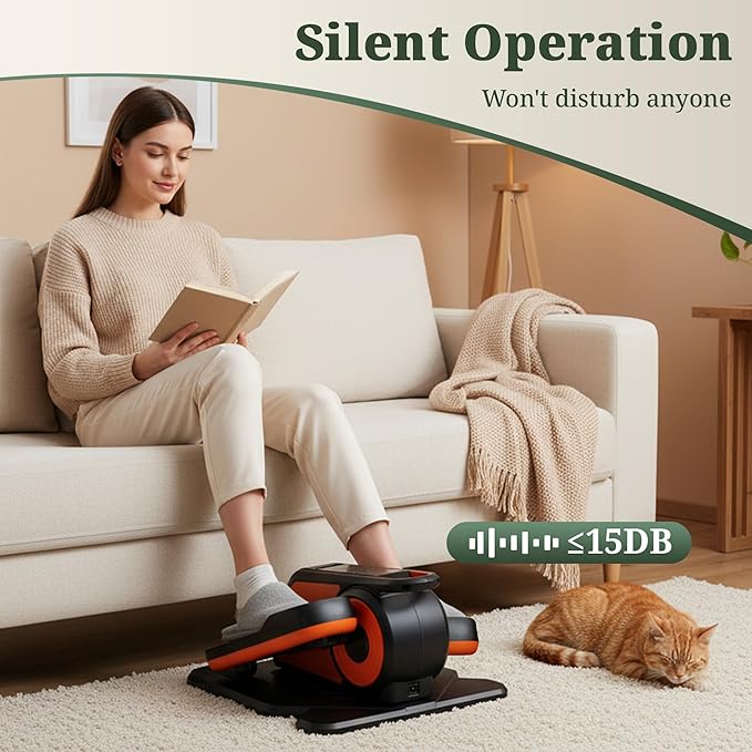 Under Desk Elliptical Machine, Portable Seated Pedal Exerciser with Remote Control, 3 Modes & 12 Adjustable Speeds, Quiet Fully Assembled Electric Leg Exerciser for Seniors Home Office