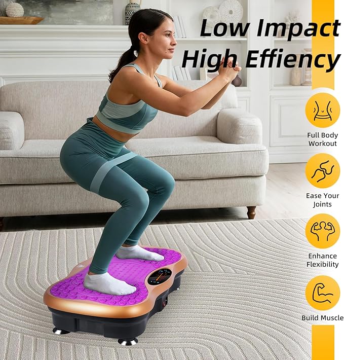 Himaly Vibration Plate Machine, Vibration Fitness Trainer with Bluetooth Speaker, 5 Program Modes, 2 Resistance Bands, Home Exercise Equipment for Fitness Body Toning