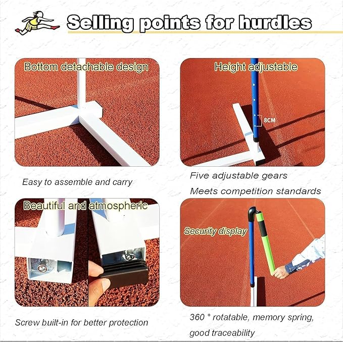 Track and Field Hurdles Metal Practice Hurdles,Height Adjustable Sports Training Hurdle-1/2/ 4pcs Track and Field Equipment, Speed Hurdles, Track Hurdle，Practice(4pcs)