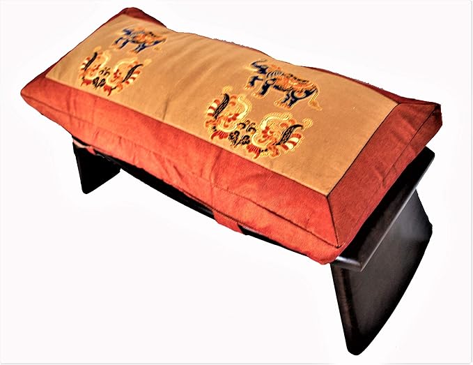 Meditation Bench & Cushion Set - Folding Seiza - Elephant Trek Saffron