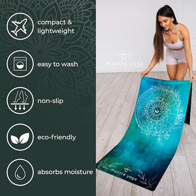 Mantra Yoga Travel PRO 1.5mm with Knee Pad - Foldable Fitness & Exercise Mat with Bag | Lightweight, Compact & Eco-Friendly | Non-Slip & Washable | For All Types of Yoga | 72" L x 24" W | 2.6 lbs