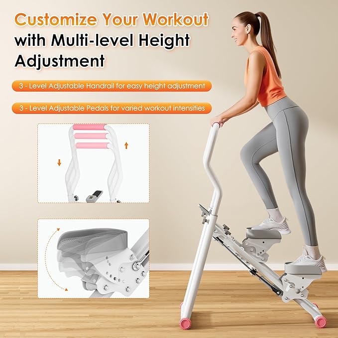 SogesPower Stair Stepper for Home Gym,Folding Vertical Stair Climber with Adjustable Handlebar & Pedals,Cardio Stair Master for Full-Body Workout,Climbing Exercise Machine for Women Men