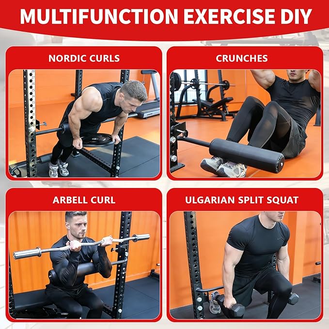 AHTAPFON Single Leg Squat Roller for Rack Mounted,Bulgarian Split Squat Accessories,Nordic Hamstring Curl Attachment,Home Gym Equipment for 2x2"＆2x3"＆3x3" Power Rack