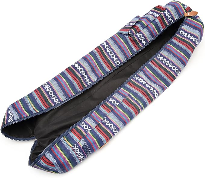 Canvas Yoga Mat Bag with Adjustable Strap & Pockets, Full-Zip Travel Gym Tote for Women & Men, Fits 1/4" & 1/3" Thick Mats, Lightweight Carrier for Yoga, Studio, Workout, Outdoor Use