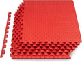 ProsourceFit Exercise Puzzle Mat ½-in, Checkered EVA Foam Floor Tiles w/Non-Slip Texture, Gym Mat w/Interlocking Foam Tiles for Adjustable Surface, Shock Absorbing, Waterproof Gym Flooring, Red