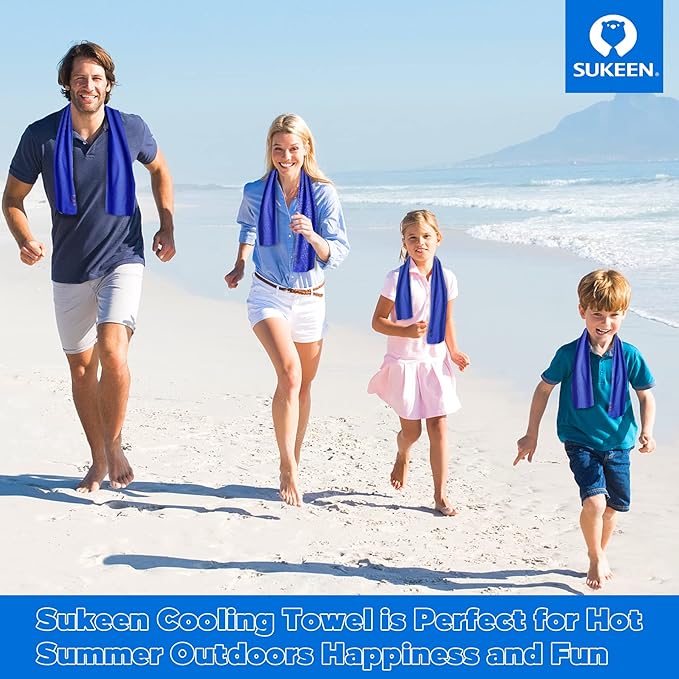 Sukeen 4 Pack Cooling Towel (40"x12"),Ice Towel,Soft Breathable Chilly Towel,Microfiber Towel for Yoga,Sport,Running,Gym,Workout,Camping,Fitness,Workout & More Activities