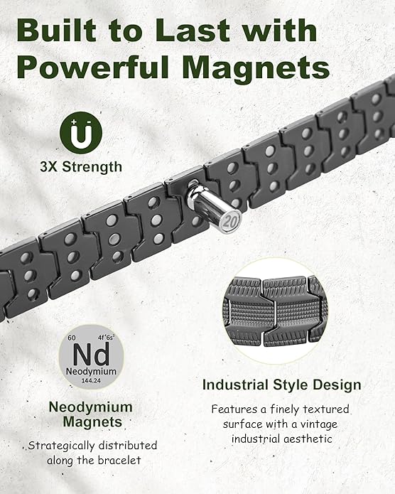 MagEnergy Copper Bracelet for Men, 3X Strength Magnetic Bracelet with 99.99% Pure Copper Ring & 3500 Gauss Magnets, Adjustable Length with Sizing Tool