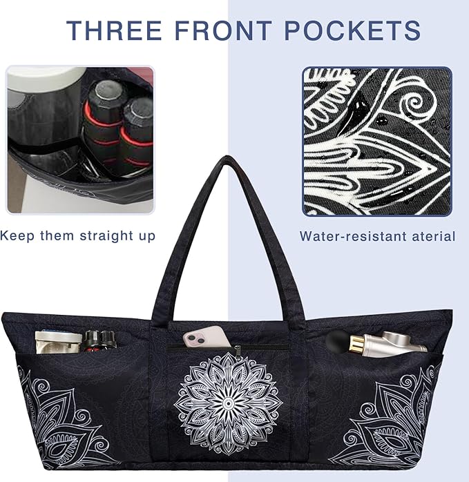 Yoga Mat Bag Yoga Mat Carrier with Shoes Compartment & Wet Pocket Pilates Bag with Zipper Pockets & Yoga Mat Holder Strap Yoga Bags and Carriers Fits All Your Stuff