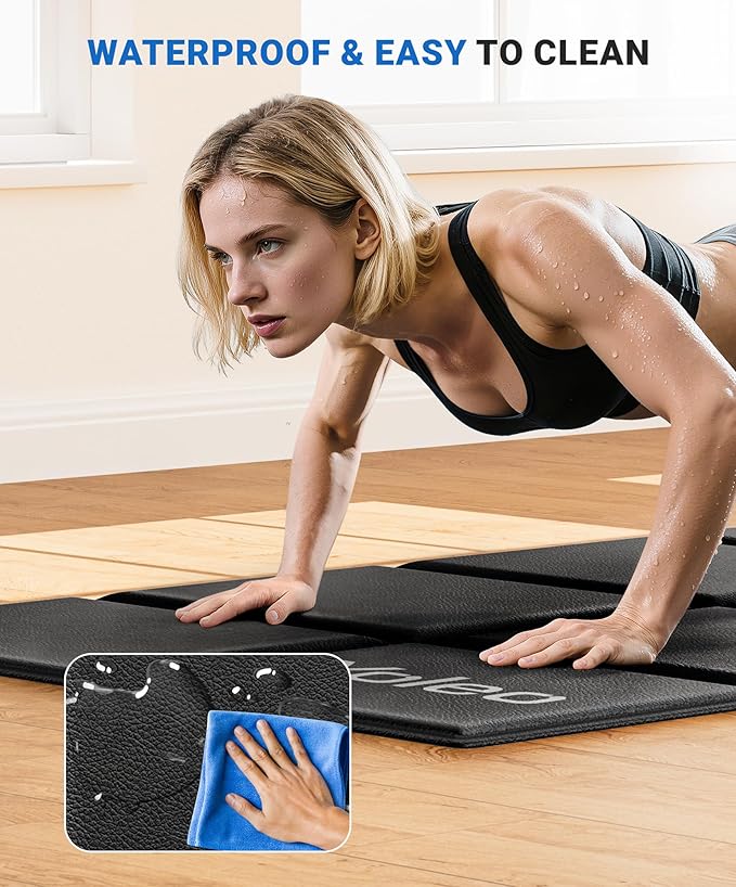 YOLEO Treadmill Mat Walking Pad Mat for Carpet, 63"x30" Foldable Exercise Equipment Mats - 1/4" Thick Non-Slip, Shock Absorbing, Hardwood Floor Protection for Exercise Bike/Weight Bench/Treadmill/Yoga