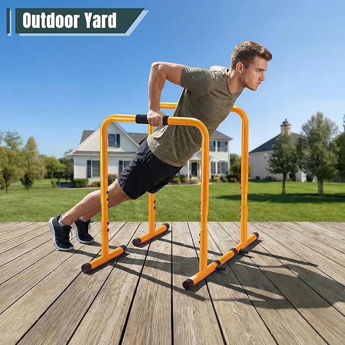 OLIXIS Dip Stands, Heavy Duty Pull Up Bar for Doorway, Adjustable Dip Bar Station Stabilizer Parallette Push Up Stand with Soft High-Density Foam Handles for Home, Gym, Patio, Office