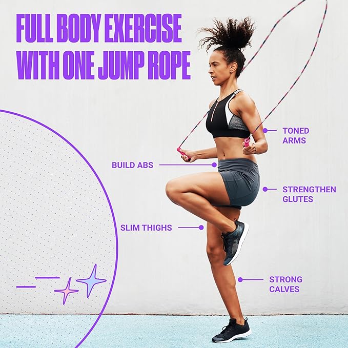 Sportbit Elite Beaded Jump Rope – Adjustable for Kids & Adults, Durable Fitness Skipping Rope for Cardio, Gym, Home & Outdoor Workouts