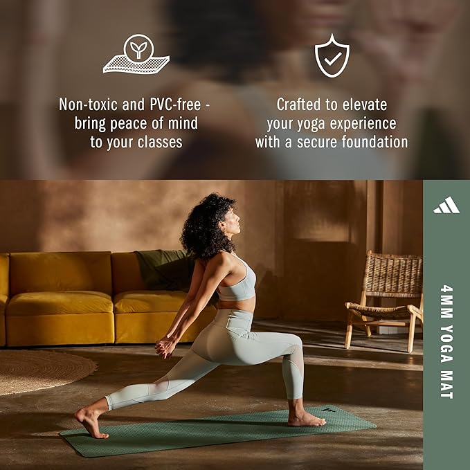 adidas Yoga Mat - Eco Friendly - Non Slip, Durable Textured Surface