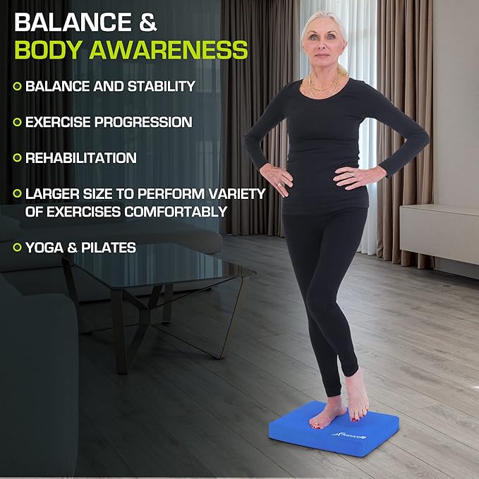 ProsourceFit Exercise Balance Pad, Non-Slip Cushioned Foam Mat & Knee Pad for Fitness and Stability Training, Yoga, Physical Therapy