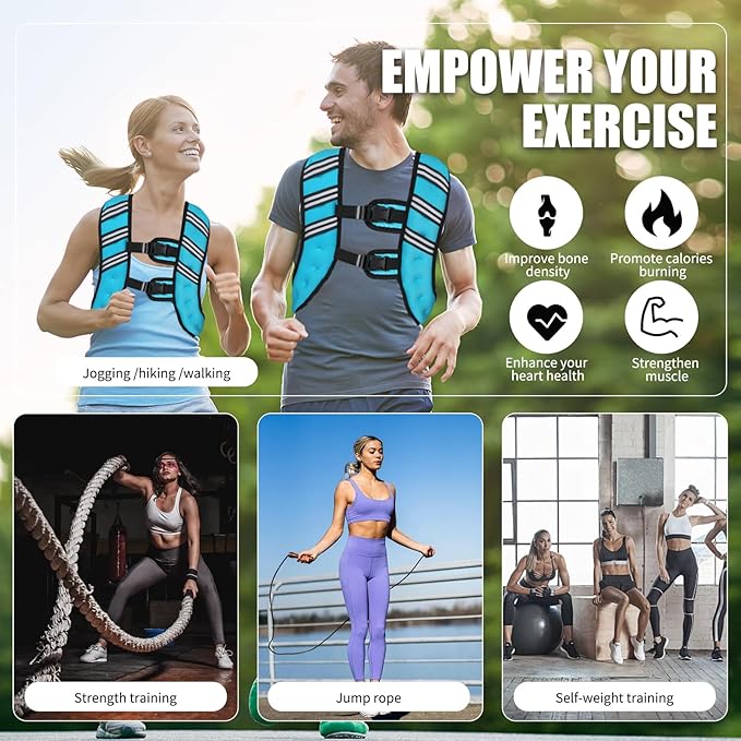 Weighted Vest for Women Men, 6lb/8lb/12lb/16lb/20lb/25lb/30lb Adjustable Weight Vest with Reflective Stripes for Workout, Strength Training, Running, Fitness, Muscle Building, Weight Loss, Rucking Vest With Phone Pouch