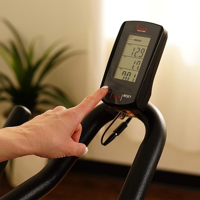 Sunny Health & Fitness Indoor Intensive Cycling Exercise Bike, Adjustable Cardio Training Exerciser w/Emergency Brake for Home, Optional Free SunnyFit App Bluetooth Link + Electromagnetic Resistance