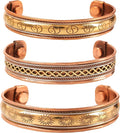Copper Bracelet Tibetan Style. Hand Forged with Solid and High Gauge Copper Jewelry Cuff for Women Men. Combo of Different Designs