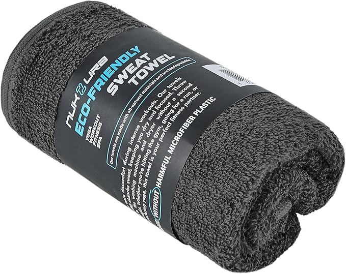 NUKURA 12’’ x 40’’ 100% Cotton Sweat Towel for Gym, Extra Soft & Durable, Ideal for Running, Walking, Outdoor Workout, Grey Neck Towels, 450 GSM