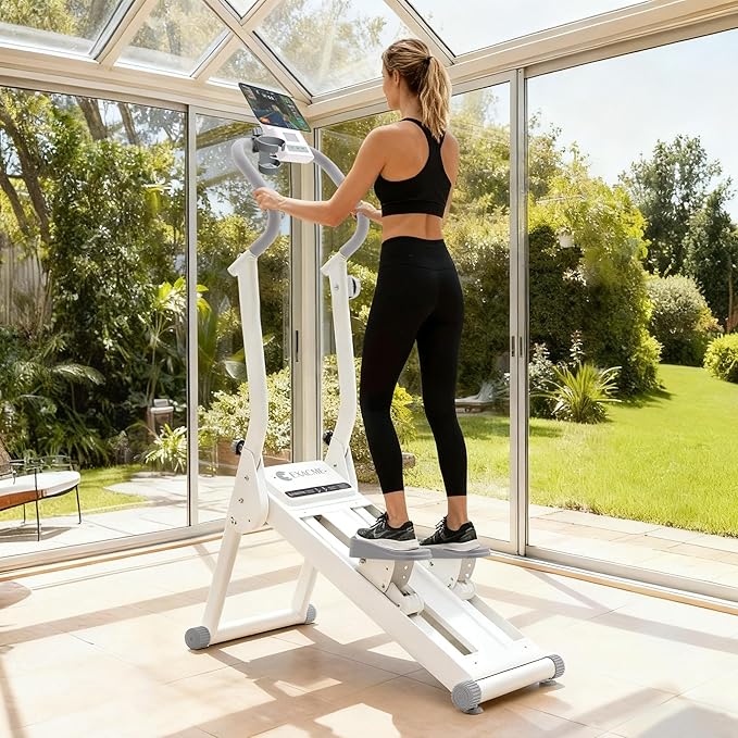 Upgraded Magnetic Stair Stepper for Home, 16-Level Adjustable Resistance up to 77LBS, with Cup Holder & Bluetooth APP, Folding Compact Cardio Climber, 350LBS Capacity