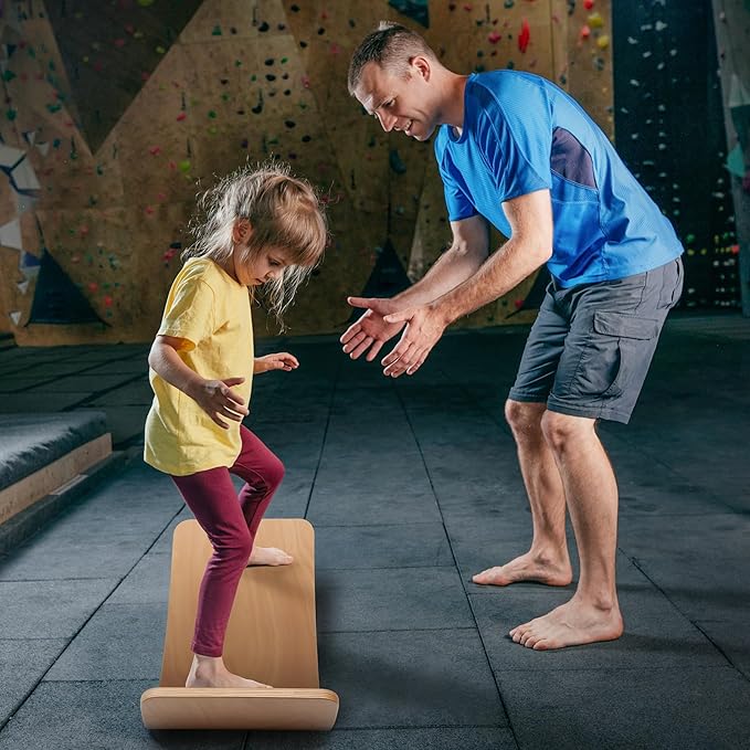 Natural Wood Balance Board for Kids | Montessori Wobble Board for Toddlers & Children Ages 3-8, Open-Ended Waldorf Learning Toy for Indoor Play, Core Balance Trainer, Birthday & Christmas Gift 2026