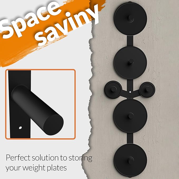 Fitvids Weight Plate Storage Rack, Weight Plate Holder Wall Mounted Bumper Plate Storage for Home Gym, Fit 2" Olympic Plates