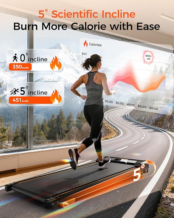 Walking Pad Treadmill, BestGod Incline Under Desk Treadmill 330lbs Capacity, 2.5HP Portable Treadmills for Home, Compact Treadmills Mini Running Machine with Remote Control