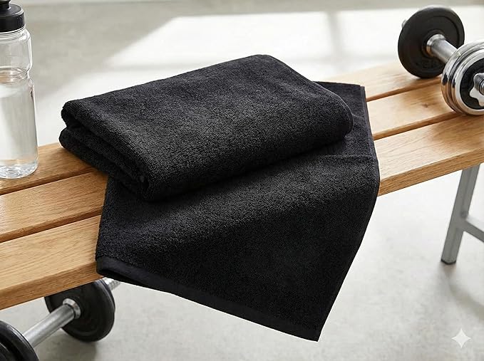 Personalized Women's Fitness Starter Pack, Black Rayon Bamboo Towel with Breathable Socks and Stretch Wristband, Soft Workout and Yoga Set