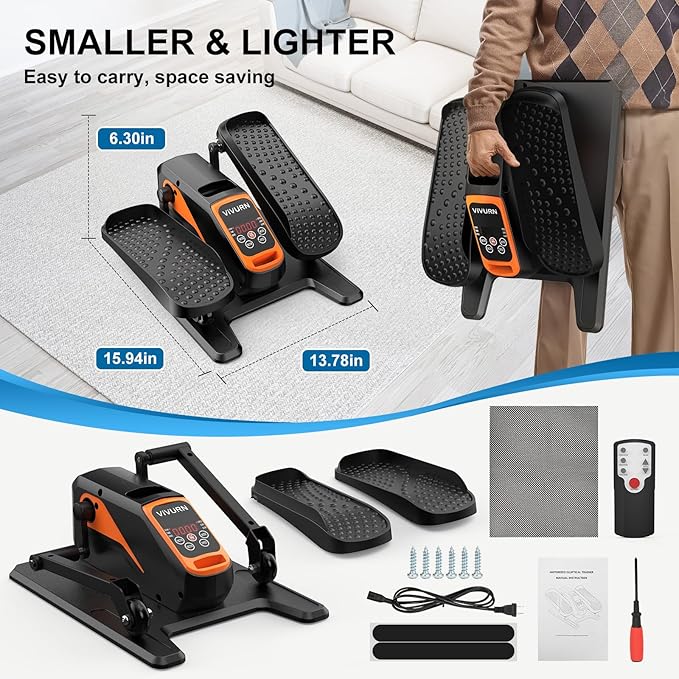 VIVURN-018 Under Desk Elliptical 12 Speed 5 Modes Mini Motorized Leg Exerciser While Sitting for Seniors As Seen on TV with Non-Slip Mat Quiet & Portable Electric Pedal Exerciser for Home and Office