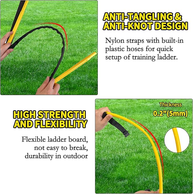 Agility Ladder Speed Training Equipment 16FT 12 Rung Footwork Sports Agility Speed Ladder for Football Basketball Baseball with Carry Bag